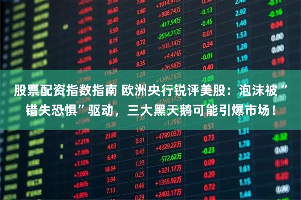 股票配资指数指南 欧洲央行锐评美股:泡沫被“错失恐惧”驱动,三大黑天鹅可能引爆市场!
